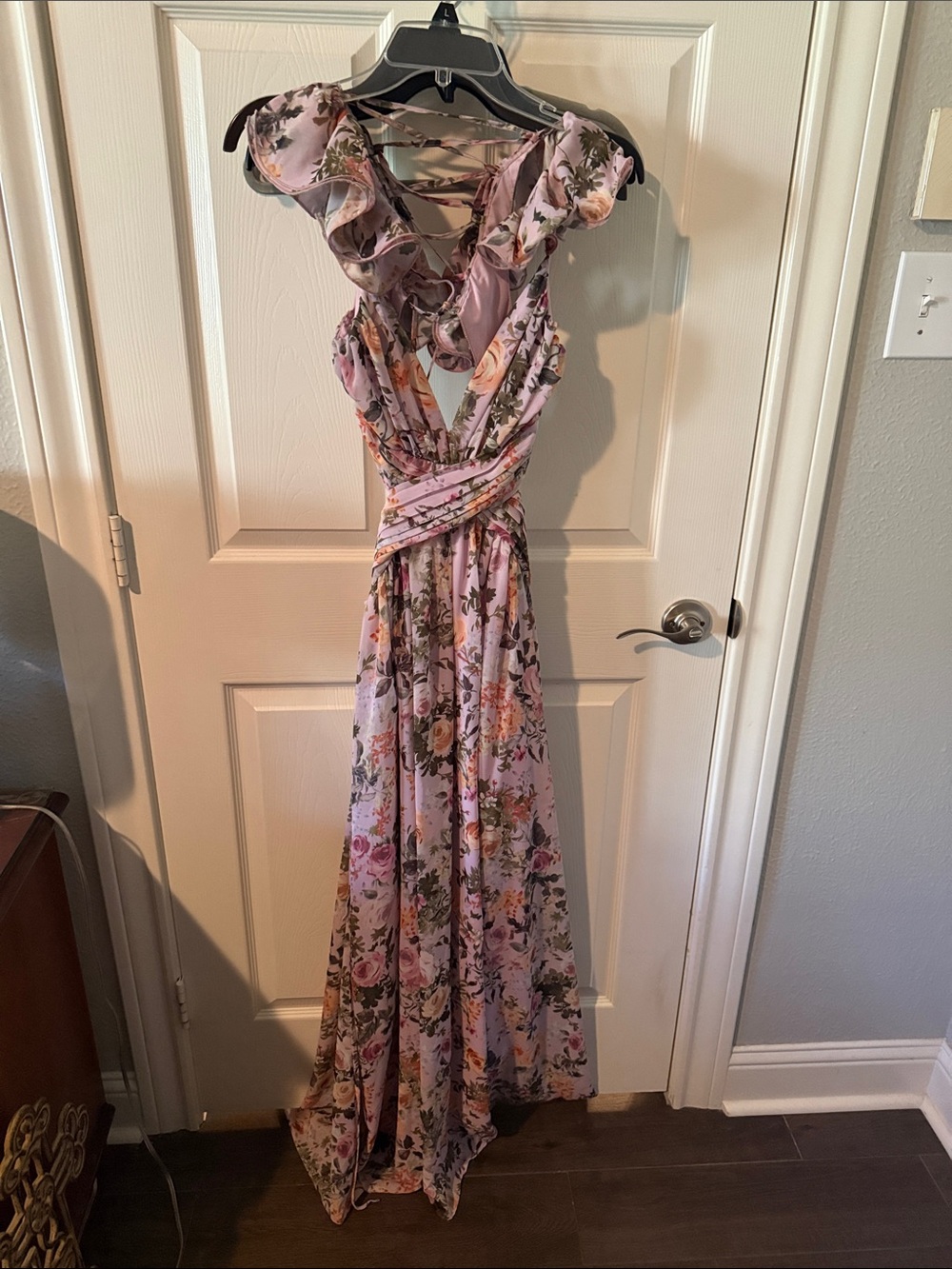 Floral Ruffle Maxi Dress in Lilac - Women's Summer Dress